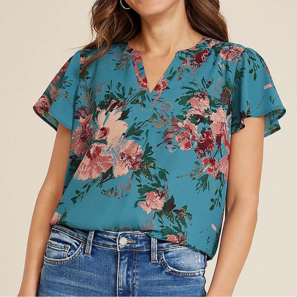 Maurice’s Atwood Flutter Sleeve Blouse new 1X - Picture 1 of 14